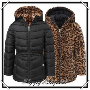 Steve Madden Youth Parka Hooded Reversible Leonard Faux Fur